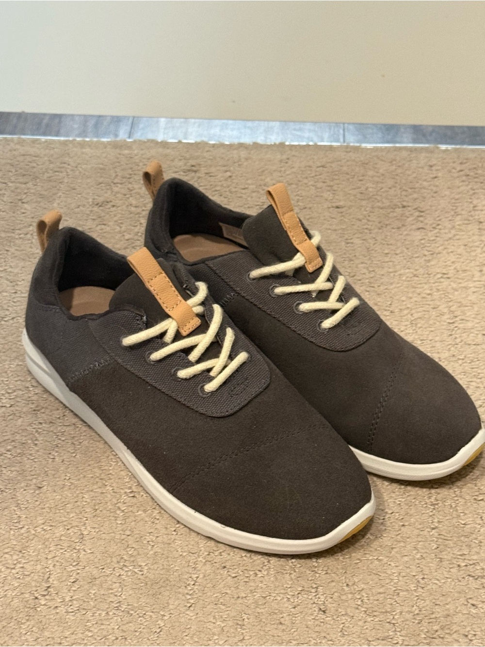 Toms Women's Athletic Sneakers in Dark Brown with Cream Laces and Tan Tabs